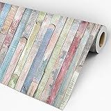 Papel De Parede Adesivo Lavável Estilo Madeira Colorida