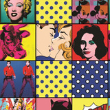 Papel De Parede Adesivo Lavável Pin Up Quadros Anos 90 15m