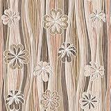 Papel De Parede Adesivo Madeira Com Desenhos Florais Rolo 1m