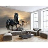 Papel De Parede Adesivo Mural 3d Cavalos Para Sala