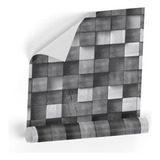 Papel De Parede Adesivo Preto Dormente Bloco Madeira 3m