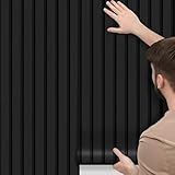 Papel De Parede Adesivo Preto Ripado Lavável 3D Envelopamento Geladeiras Mesa Móveis 10m X 45cm Envelopar