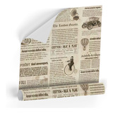 Papel De Parede Adesivo Quarto Vintage Jornal Antigo 5m