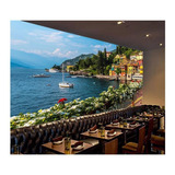 Papel De Parede Cidade Itália Lago Casas 3d M Ncd213