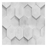 Papel De Parede Hexagonal Cinza Concreto Sala Quarto 3m
