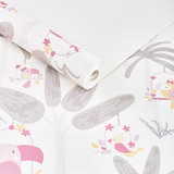 Papel De Parede Importado Lavável Infantil Flores Rosas 10m