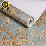 Papel De Parede Importado Vinilico Lavavel Azul Dourado
