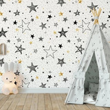 Papel De Parede Infantil Estrelas Adesivo Lavável Quarto
