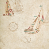 Papel De Parede Infantil Lavável Barco Veleiro Caravela Mar