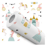 Papel De Parede Lavável Adesivo Castelo Princesas Quarto 12m