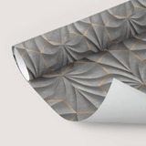Papel De Parede Lavável Quarto Vitória Régia Cinza Gold 12m