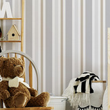 Papel De Parede Listrado Cinza Infantil Autocolante 3 Mts