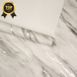 Papel De Parede Marmore Branco Prata Preto Vinilico Lavavel