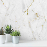 Papel De Parede Mármore Carrara Vinil Lavável Rolo 10 Metros