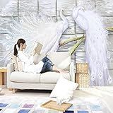 Papel De Parede Mural Adesivo De Parede Casal Branco Pavão Jade Esculpindo Fundo De Parede 3D Papel De Parede Para Sala De Estar