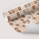 Papel De Parede Vinil Cozinha Pastilha Pedra Bege Nude 1 5m