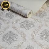 Papel De Parede Vinilico Lavavel Arabescos Off White Prata Texturizado Relevo 3d Alto Padrão Importad