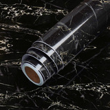 Papel Decorativo Adesivo Autocolante Preto Imita Mármore Preto Lavável Parede 4 5m X 0 60 Cm Marca Rishon