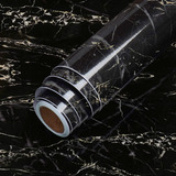 Papel Decorativo Adesivo Autocolante Rishon Preto Imita Mármore Preto Lavável Parede 4 5m X 0 60 Cm