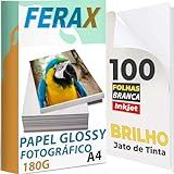 Papel Fotográfico 180g A4 Glossy 100 Folhas Premium Cor:branco Branco Impressões De Cores Vibrantes E Resistência à água
