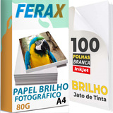 Papel Fotográfico Ferax Adesivo Prova D água 100 Folhas 80g A4 Cor Branco