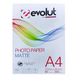 Papel Fotográfico Foto Tamanho A4 Matte Fosco 230g Prova D água Secagem Instantânea   Evolut Pacote 50 Folhas