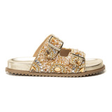 Papete Sandália Feminina Pedraria Brilhante Strass Verão