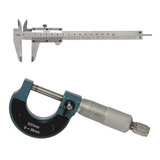 Paquímetro Analógico Micrometro Externo 0 25 Mm Kit Medi