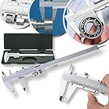 Paquímetro Universal Calibre Analógico Mecânico 200mm Metálico Aço Profissional Medição Passo 0 02mm Vareta Aferir Vernier Medidor De Profundidade Com Maleta Estojo