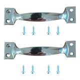 Par 02 Puxador 12cm Maçaneta Porta Aço Inox C Parafusos
