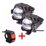 Par 2x Farol Milha Moto Aux Neblina Led U5 Preto 12v Xenon