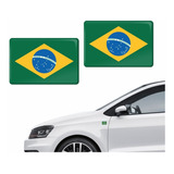 Par Adesivo Bandeira Brasil Resinado 4x6cm