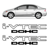 Par Adesivo Porta Honda New Civic I vtec Dohc Preto Ivtec