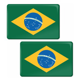 Par Adesivos Bandeira Brasil 3d Relevo 3x6 Resinado Bd48