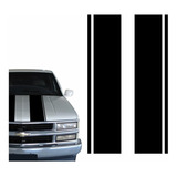 Par Adesivos Compatível Silverado D20 Faixas Capô R726 Cor Preto