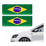 Par Adesivos Decorativo Bandeira Brasil Resinado