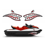 Par Adesivos Tubarão Shark Para Casco Jet Ski 19519 Cor Vermelho/preto