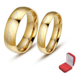 Par Alianças Anéis Senhor Dos Anéis Titânio Banhado Ouro 18k