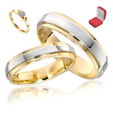 Par Alianças Anel De Compromisso Banhado Ouro 18k