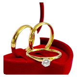 Par Alianças Banhada À Ouro 18k Casamento Anel De Noivado