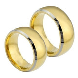 Par Alianças De Tungstênio Folheada A Ouro 18k 8mm