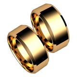 Par Alianças De Tungstênio Folheada A Ouro 18k 8mm