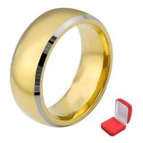 Par Alianças Em Tungstênio 8mm Banhada Ouro Borda Prateada