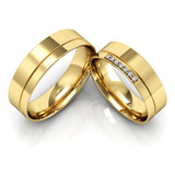 Par Alianças Prata 950 6mm Banhada Ouro 18k Brindes 1195 