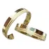 Par Alianças Reta Quadrada 4mm Friso Fosco Detalhe Ouro 18k