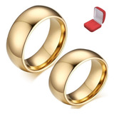 Par Alianças Tradicional Tungstênio 8mm Folheada A Ouro