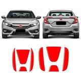 Par Aplique Vermelho P Emblema Honda Civic G10 2017 A 2021