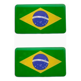Par Bandeiras Brasil Placa Carro Moto Adesivas Resinadas