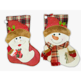 Par Bota Meia Decoração Enfeite Natal Boneco Neve Papai Noel