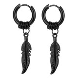 Par Brinco De Pena Argola Preta Masculino Em Aço Inox Bts
